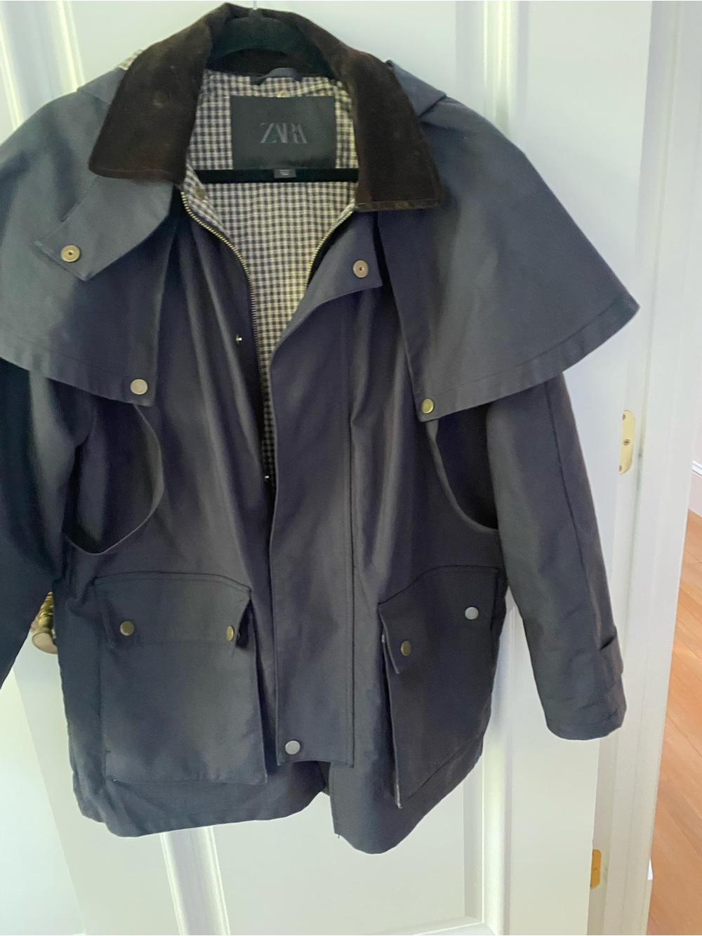 ZARA ZW Collection Viral Hooded Jacket Coat Trench Navy Size S SOLD OUT $179 - Picture 14 of 14